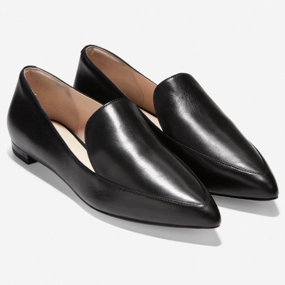 Cole Haan Brie Black Leather Loafers Ballets Flats - Picture 1 of 15